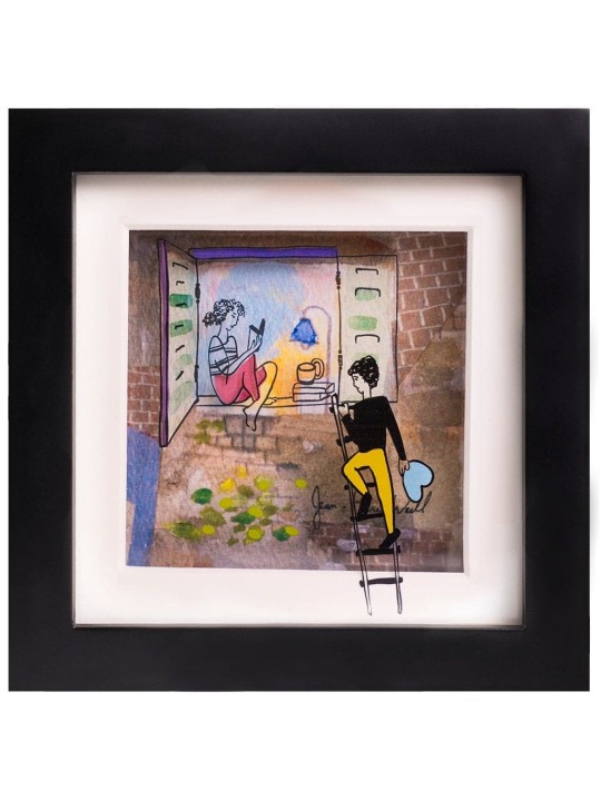 Romantic 3D Painting of 2 Lovers , Tu B'Av Gifts , Israeli Judaica