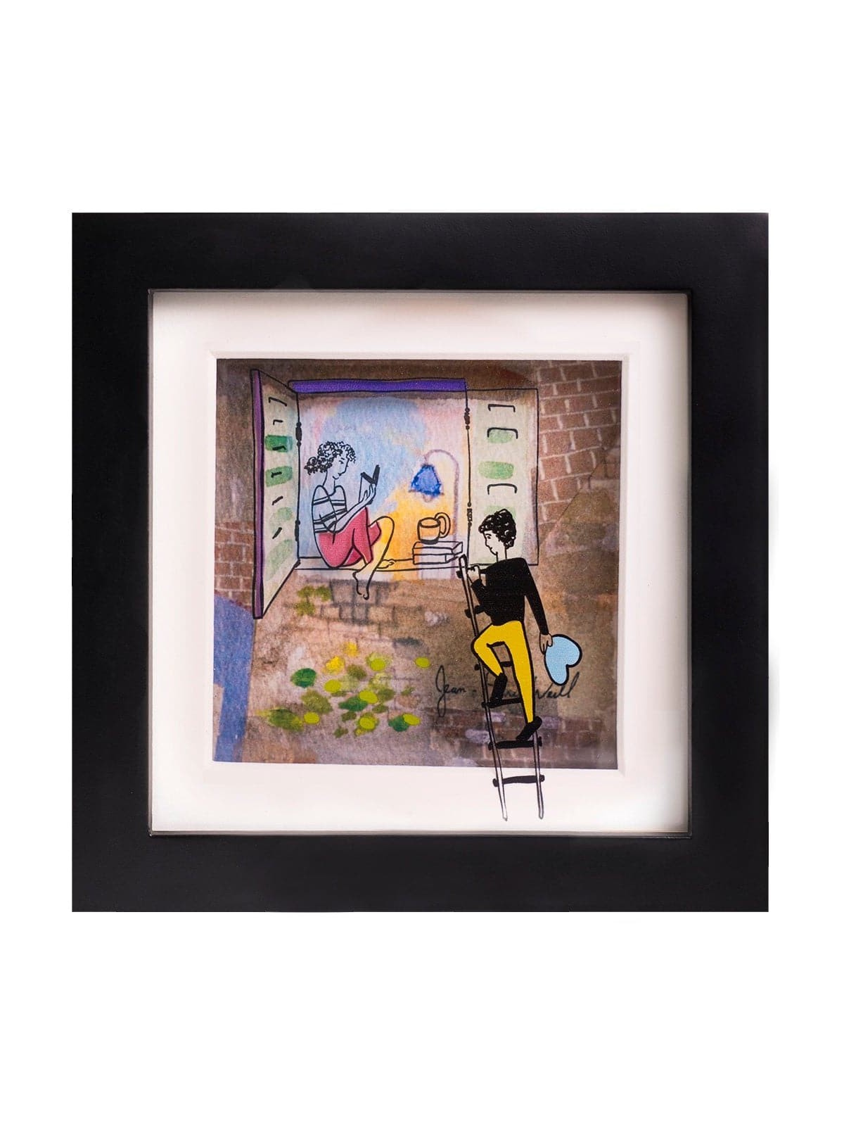 Romantic 3D Painting of 2 Lovers , Tu B'Av Gifts , Israeli Judaica
