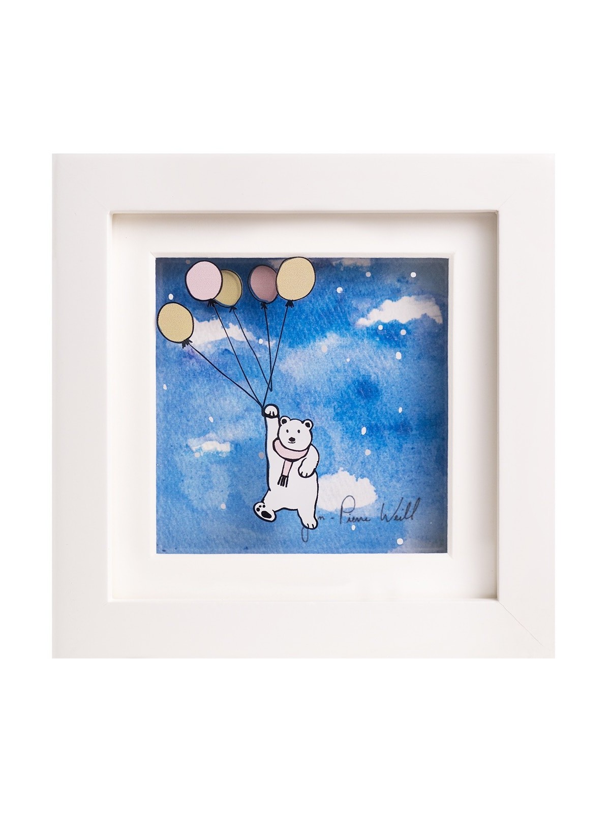 Beautiful 3D Painting of The Flying Bear , Tu B'Av Gifts , Israeli Jud