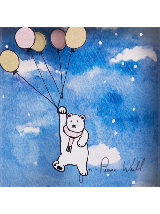 Beautiful 3D Painting of The Flying Bear , Tu B'Av Gifts , Israeli Jud