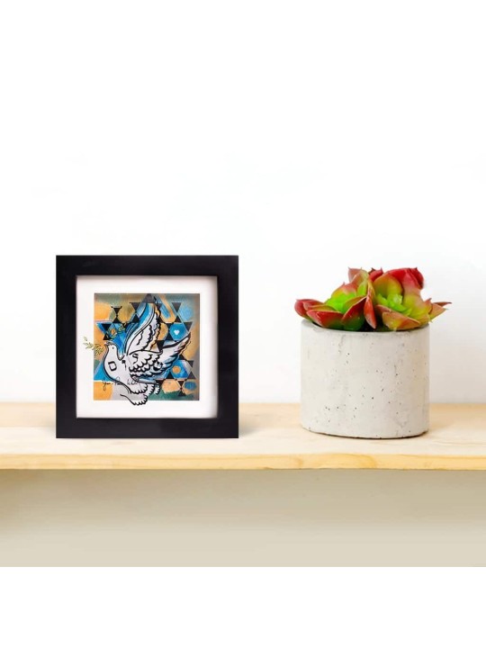 Peinture 3D délicate de la colombe, cadeaux Tu B'Av, Judaica israélienne