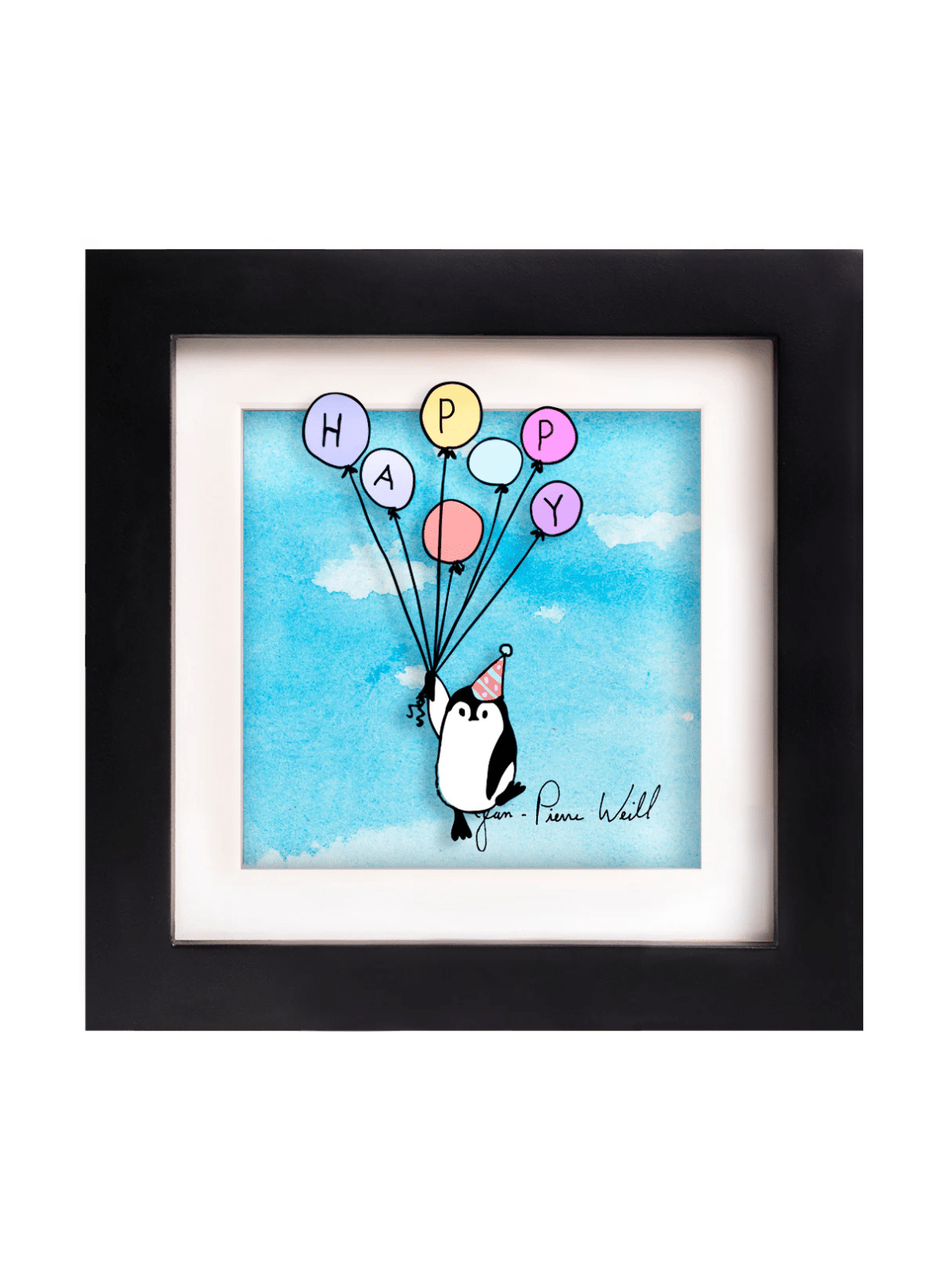 Penguin Floating with Birthday Balloons 3D Paintin , Tu B'Av Gifts , I