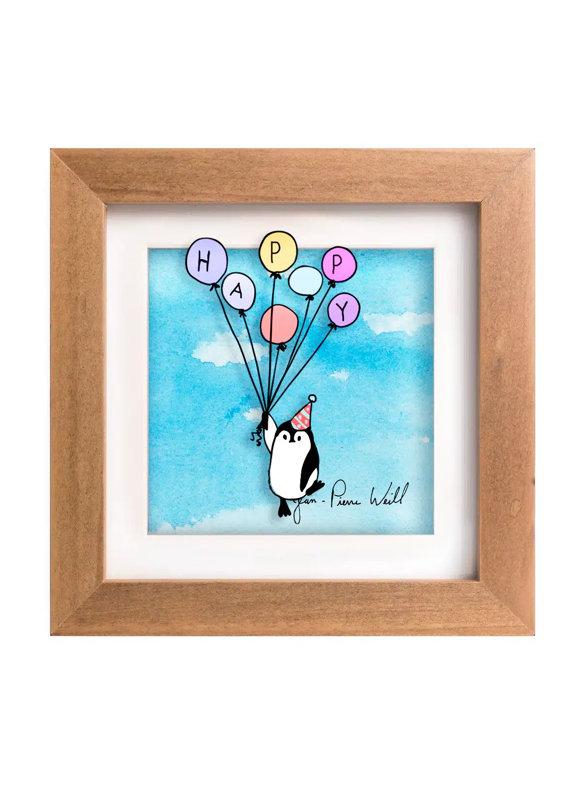 Penguin Floating with Birthday Balloons 3D Paintin , Tu B'Av Gifts , I
