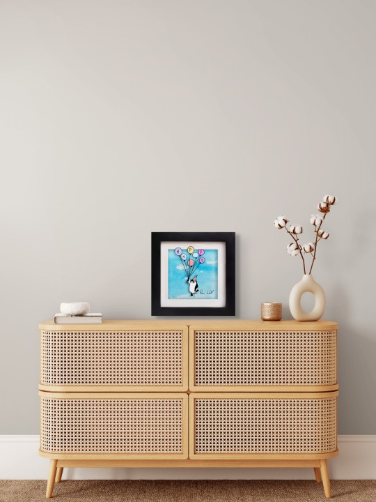 Penguin Floating with Birthday Balloons 3D Paintin , Tu B'Av Gifts , I