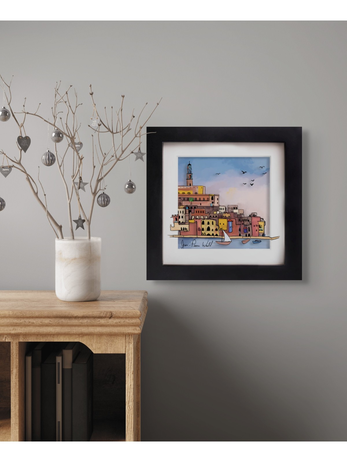Petite peinture encadrée du vieux port de Jaffa 3D Pai, peintures juives