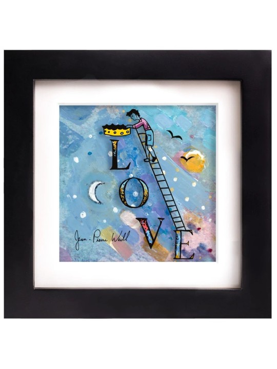 Love in the Sky with 3D Painting on Glass , Tu B'Av Gifts , Israeli Ju