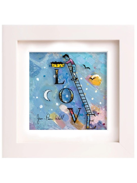 Love in the Sky with 3D Painting on Glass , Tu B'Av Gifts , Israeli Ju
