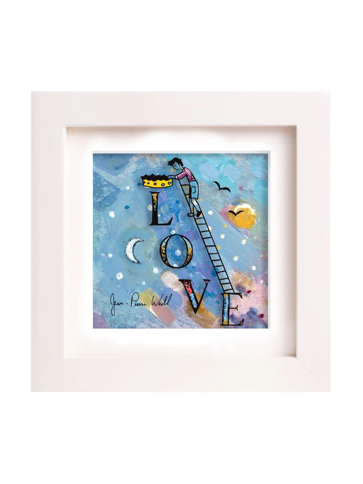 Love in the Sky with 3D Painting on Glass , Tu B'Av Gifts , Israeli Ju