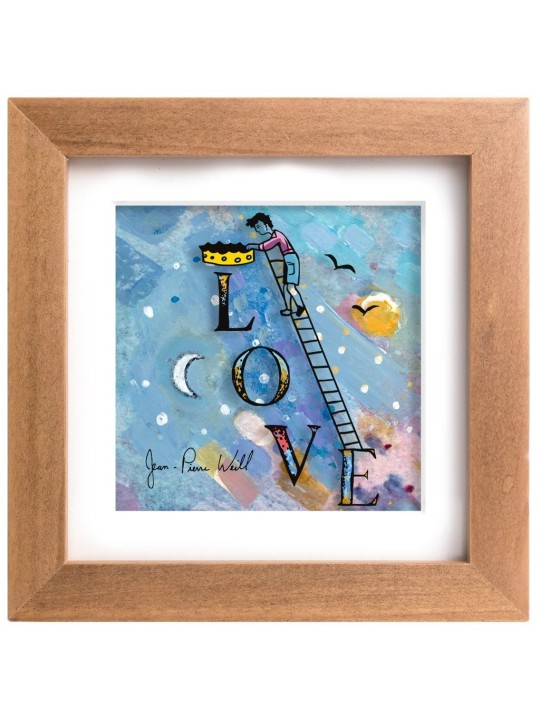Love in the Sky with 3D Painting on Glass , Tu B'Av Gifts , Israeli Ju