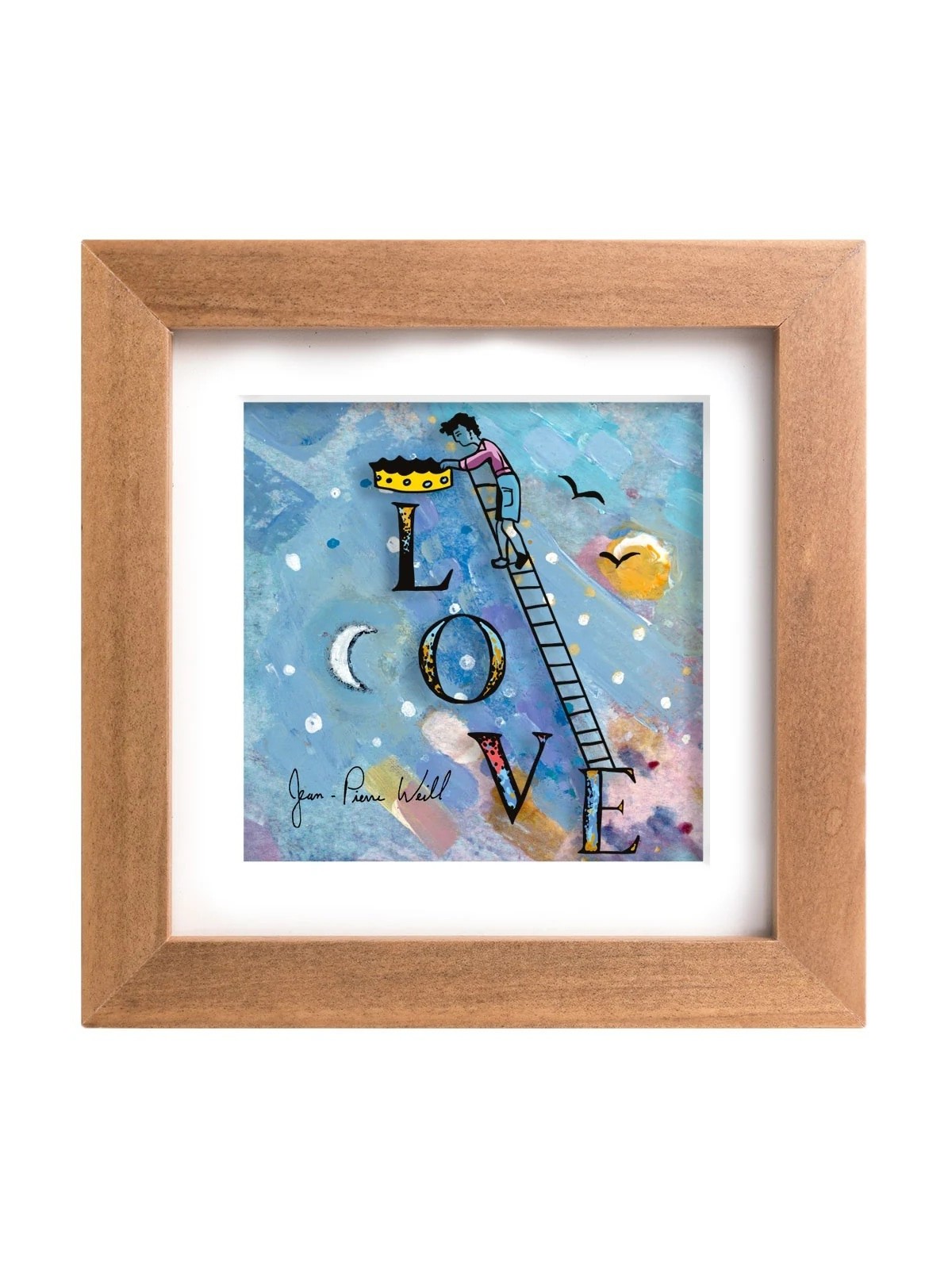 Love in the Sky with 3D Painting on Glass , Tu B'Av Gifts , Israeli Ju