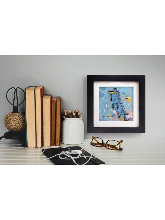 Love in the Sky with 3D Painting on Glass , Tu B'Av Gifts , Israeli Ju