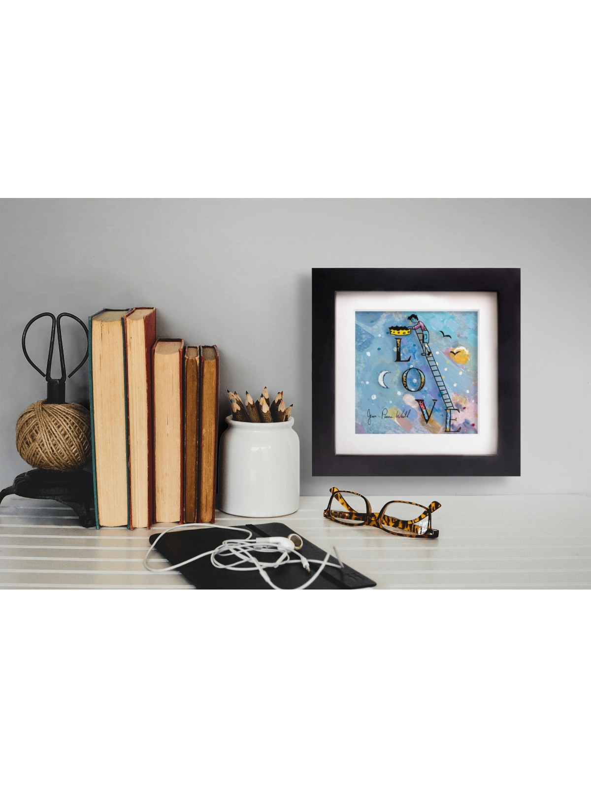Love in the Sky with 3D Painting on Glass , Tu B'Av Gifts , Israeli Ju