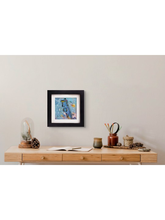 Love in the Sky with 3D Painting on Glass , Tu B'Av Gifts , Israeli Ju