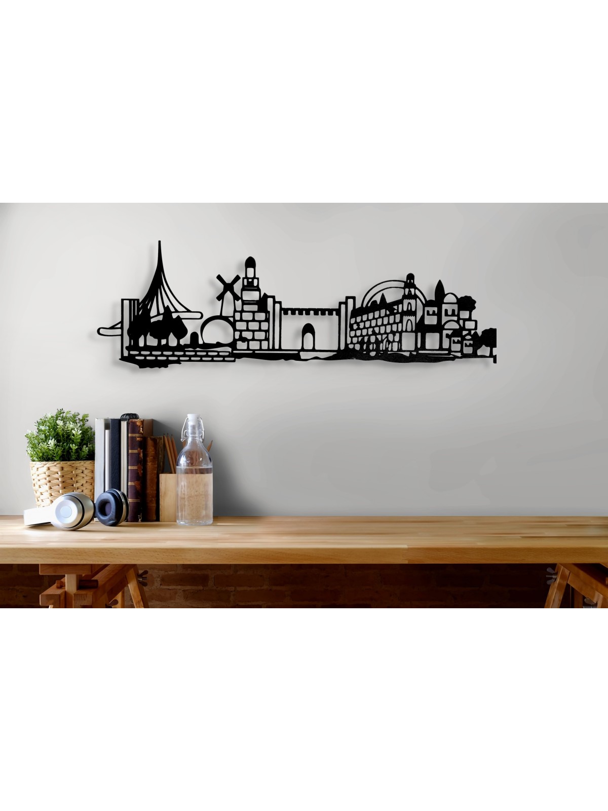 Stunning Past and Present Metal Jerusalem Skyline  , Yigal Natani , Is