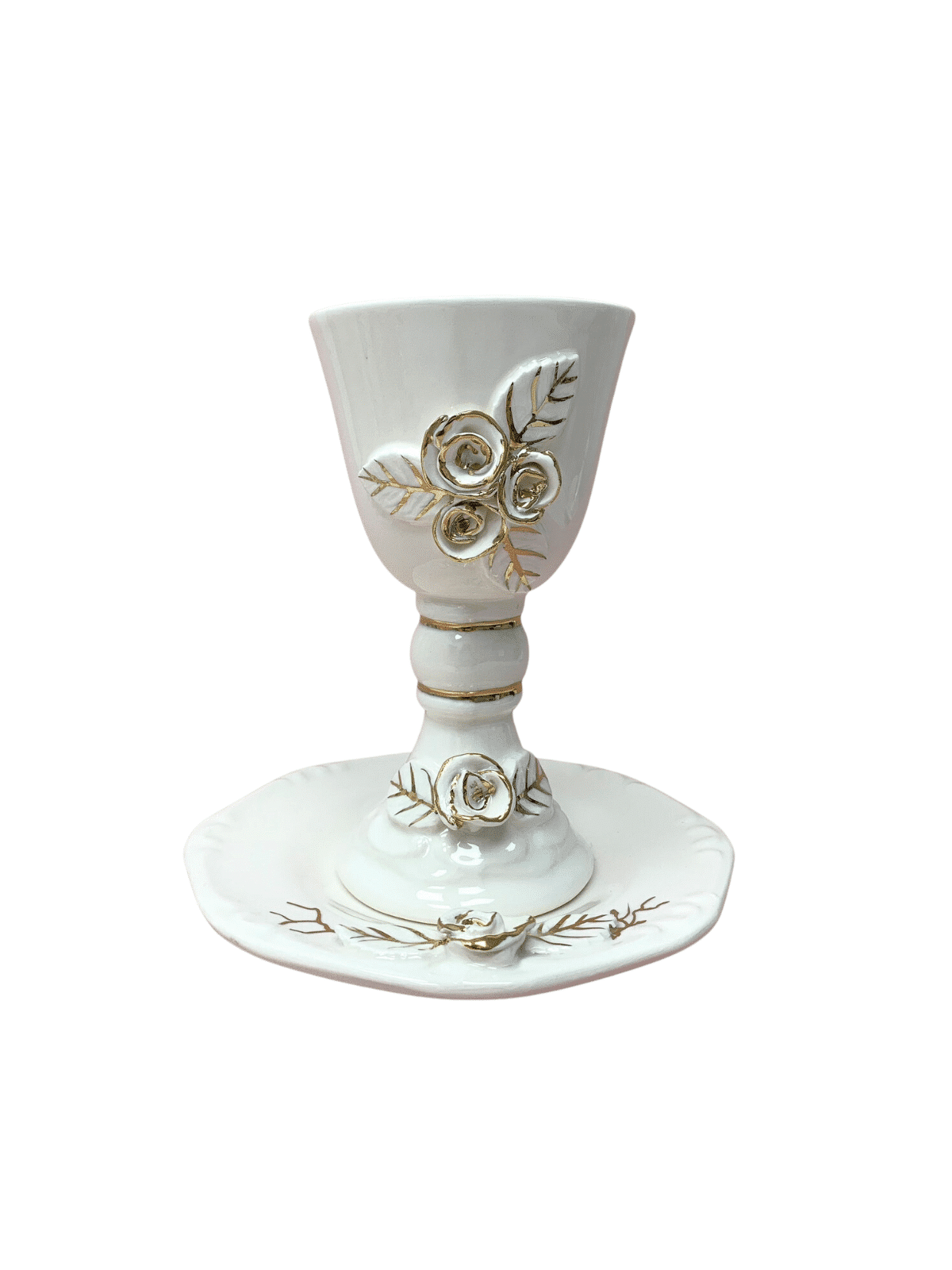 Verre à vin en céramique en blanc et or, cadeaux de Pâque, Judaica israélien