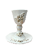 Ceramic Wine Glass in White & Gold , Passover Gifts , Israeli Judaica