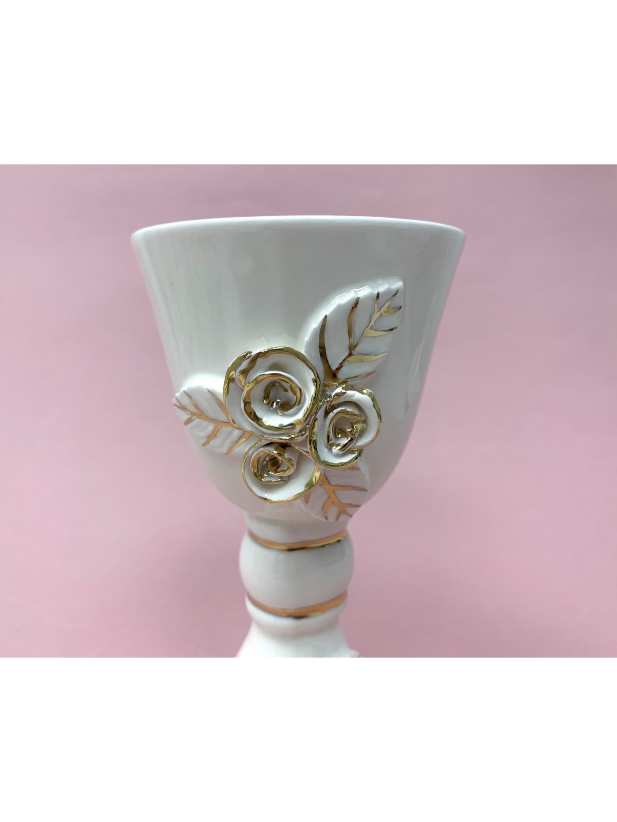 Verre à vin en céramique en blanc et or, cadeaux de Pâque, Judaica israélien
