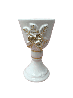 Tasse à vin en céramique blanche avec détails dorés, cadeaux de Pâque, israélien