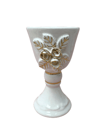 Tasse à vin en céramique blanche avec détails dorés, cadeaux de Pâque, israélien