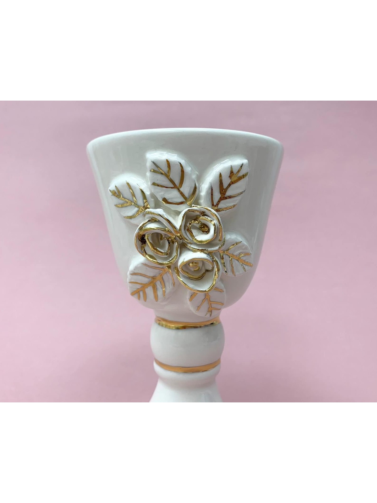Tasse à vin en céramique blanche avec détails dorés, cadeaux de Pâque, israélien