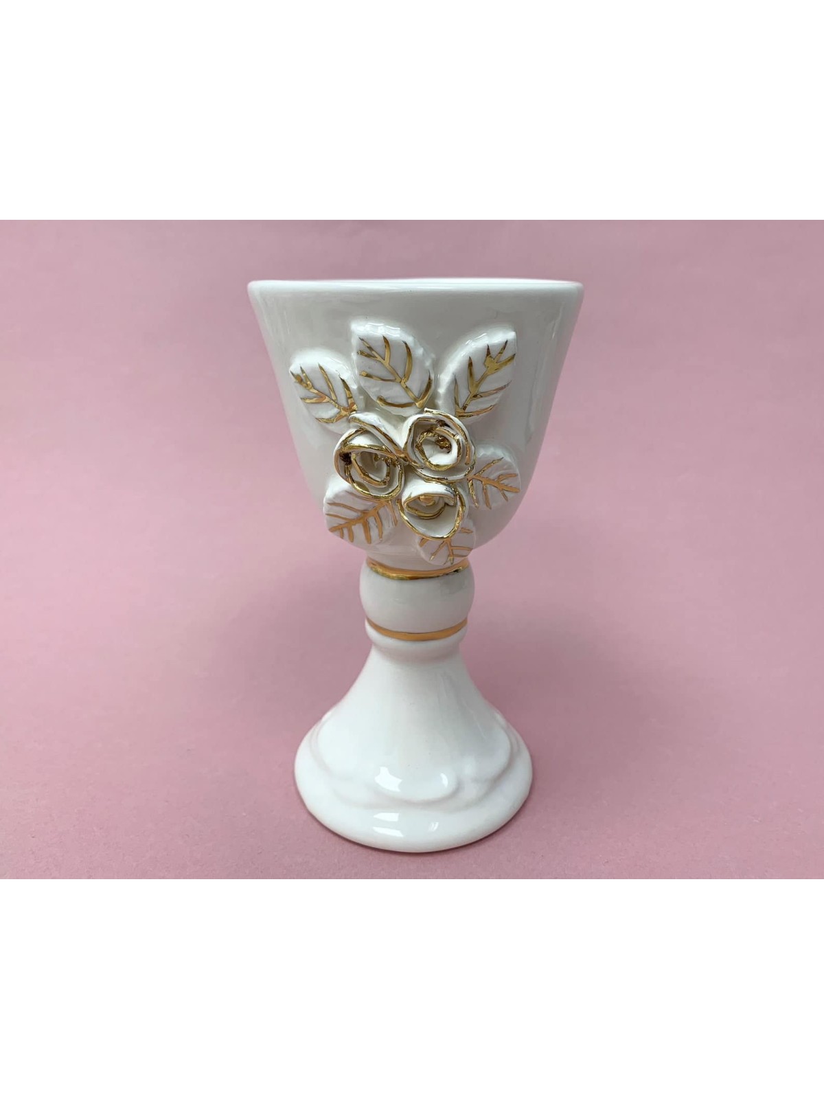 Tasse à vin en céramique blanche avec détails dorés, cadeaux de Pâque, israélien