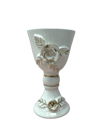 Gobelet à vin blanc et or en céramique décoré, cadeaux de Pâque, Israël