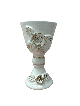 Decorated Ceramic White and Gold Wine Goblet , Passover Gifts , Israel