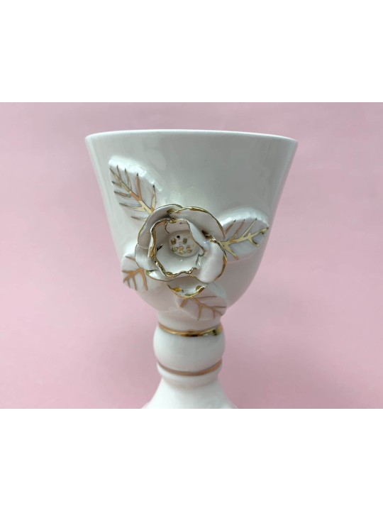 Gobelet à vin blanc et or en céramique décoré, cadeaux de Pâque, Israël