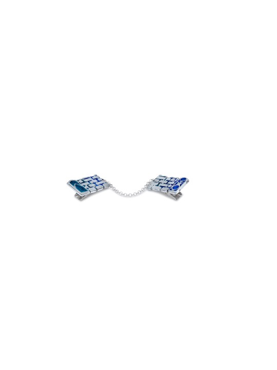 Pewter Blue Jerusalem Tallit Clips , Talit Clips , Judaica israélien