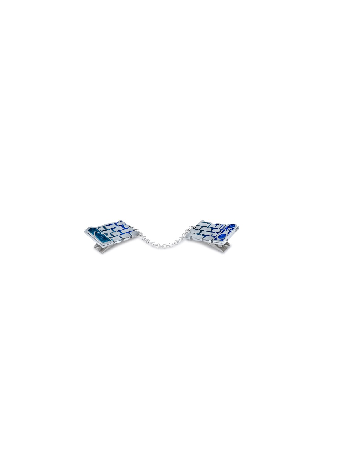 Pewter Blue Jerusalem Tallit Clips , Talit Clips , Judaica israélien