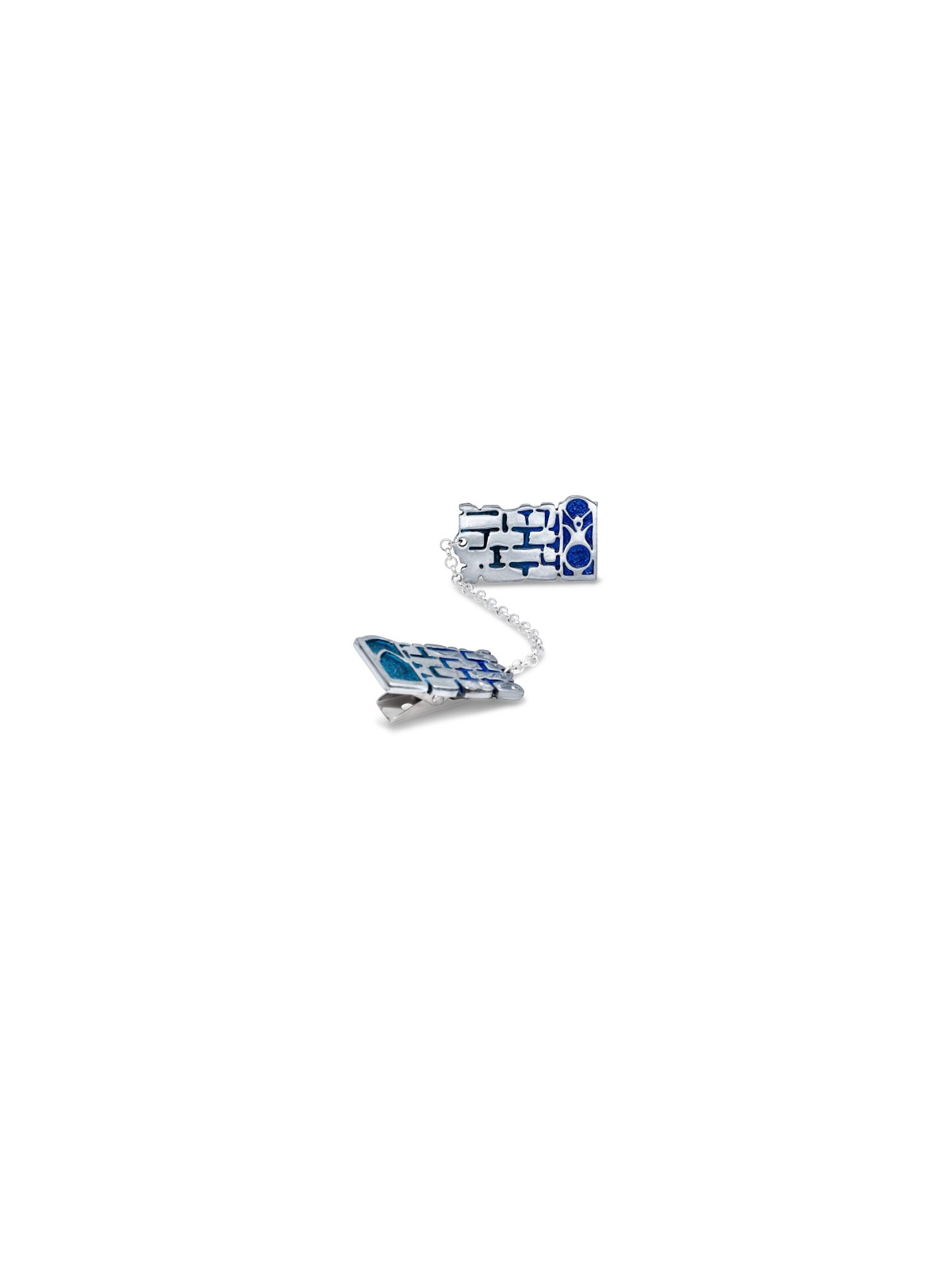 Pewter Blue Jerusalem Tallit Clips , Talit Clips , Judaica israélien