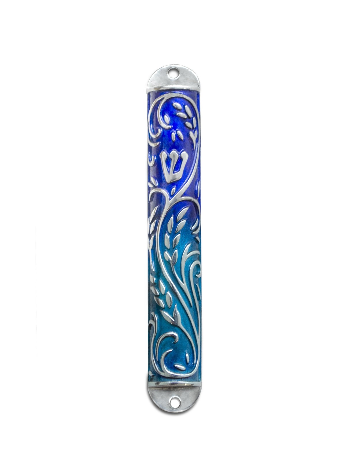 Étui Mezuzah de blé émaillé bleu et turquoise, Avi Nadav Mezuzah Cas