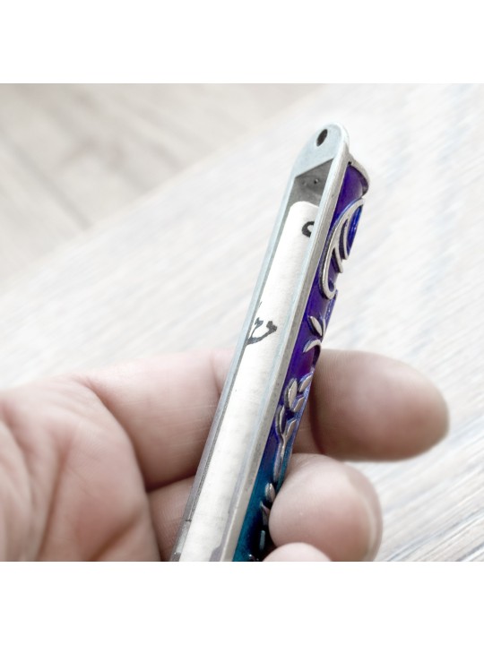 Étui Mezuzah de blé émaillé bleu et turquoise, Avi Nadav Mezuzah Cas
