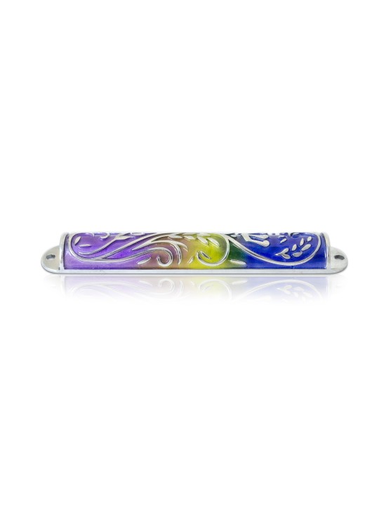 Blue and Turquoise Enameled Wheat Mezuzah Case , Avi Nadav Mezuzah Cas