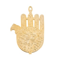 Gold Plated Wall Hamsa Based on Morocco Synagogue Lam... | Metal Hamsa