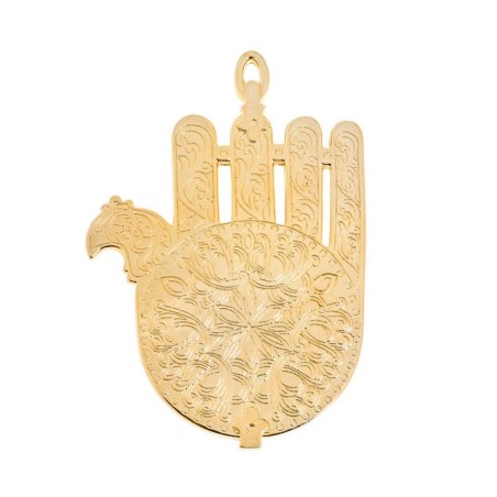 Gold Plated Wall Hamsa Based on Morocco Synagogue Lam... | Metal Hamsa