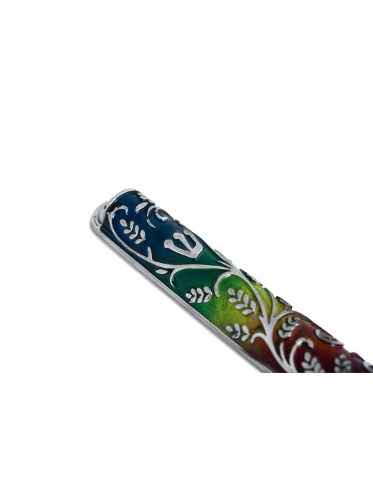 Étui Mezuzah de blé émaillé bleu et turquoise, Avi Nadav Mezuzah Cas