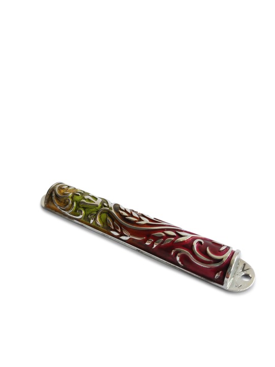 Étui Mezuzah de blé émaillé bleu et turquoise, Avi Nadav Mezuzah Cas