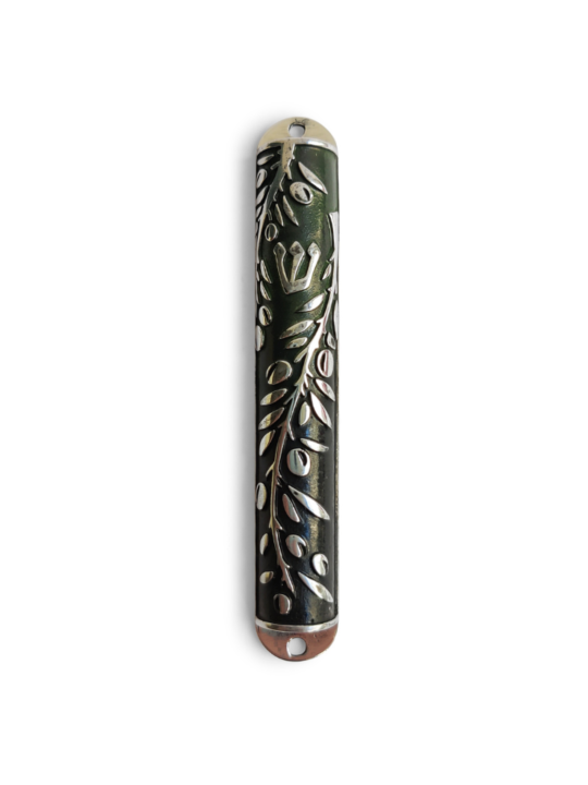 Étui Mezuzah émaillé moderne avec motif olives, Avi Nadav Mezuzah Ca