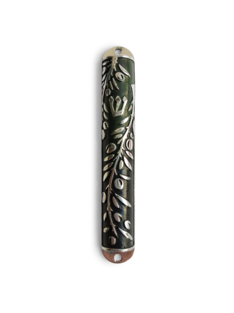 Étui Mezuzah émaillé moderne avec motif olives, Avi Nadav Mezuzah Ca
