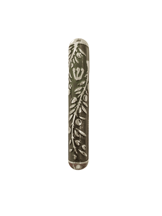 Étui Mezuzah émaillé moderne avec motif olives, Avi Nadav Mezuzah Ca