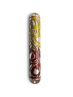 Pomegranate Mezuzah Case Made of Pewter Enamel Col , Avi Nadav Mezuzah