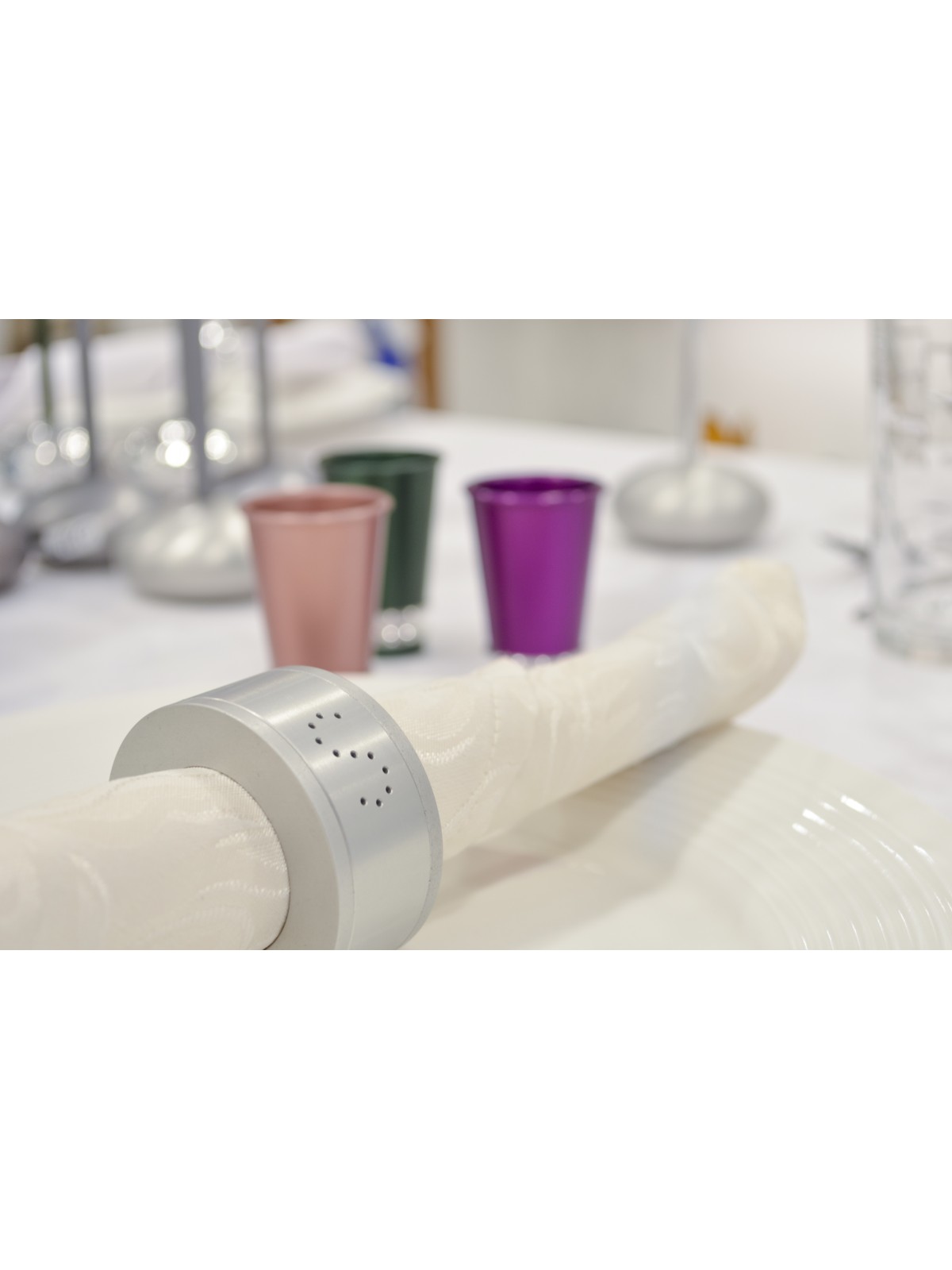 Anneau de serviette en aluminium et salière, poivrière, porte-serviettes en aluminium,