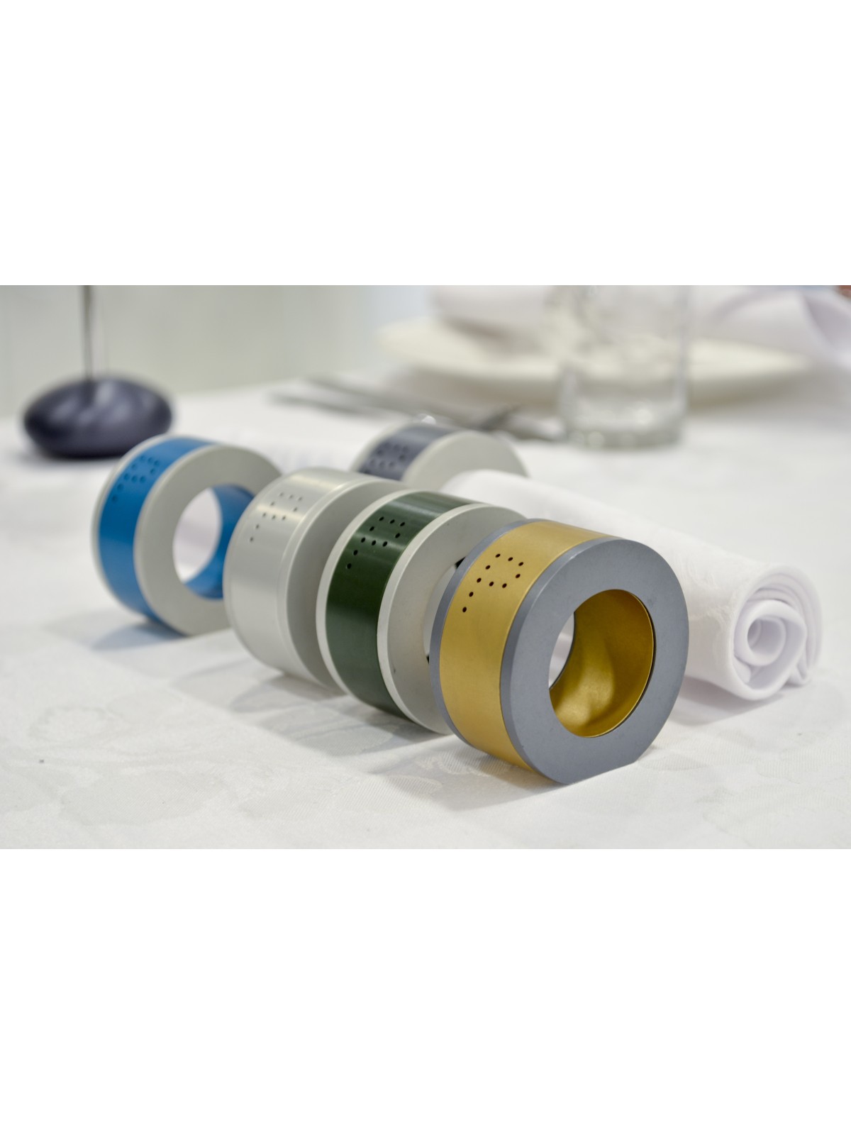 Anneau de serviette en aluminium et salière, poivrière, porte-serviettes en aluminium,