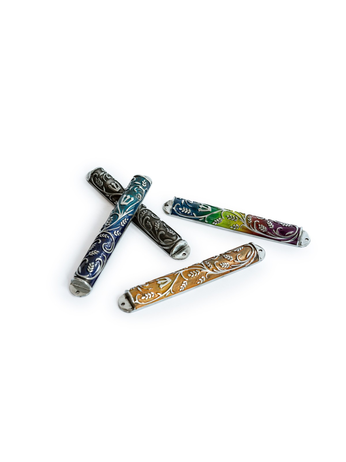 Enameled Mezuzah Case with Silver Look , Avi Nadav Mezuzah Cases , Isr