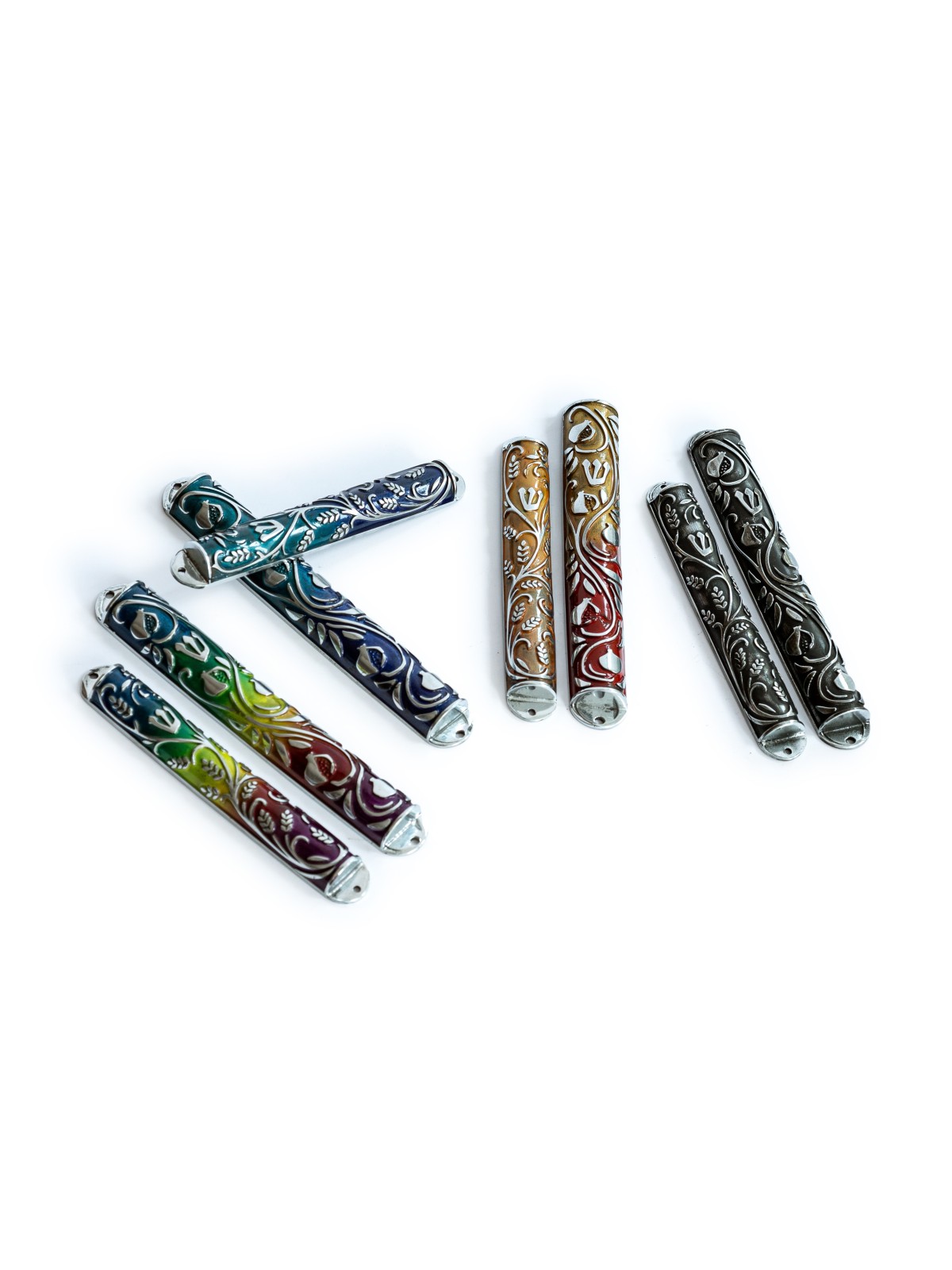 Enameled Mezuzah Case with Silver Look , Avi Nadav Mezuzah Cases , Isr