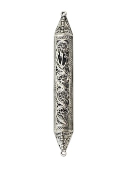 Étui Mezuzah en argent sterling avec embellissement en filigrane, Avi Nadav Mezuzah