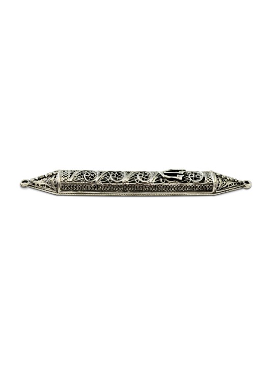 Étui Mezuzah en argent sterling avec embellissement en filigrane, Avi Nadav Mezuzah