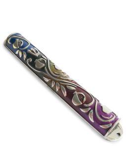 Large Rainbow Pomegranate Mezuzah Case , Avi Nadav Mezuzah Cases , Isr