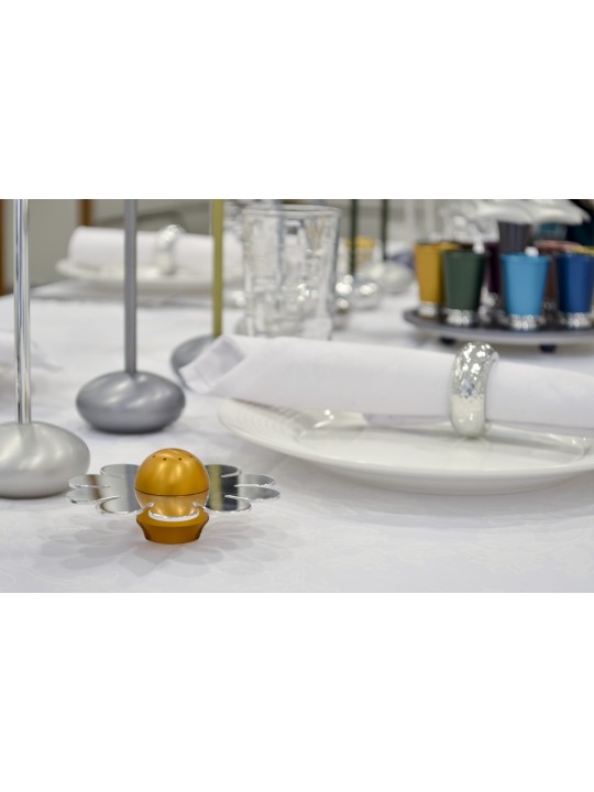 Shiny Floral Aluminum Salt Shaker , Jewish Housewarming , Israeli Juda